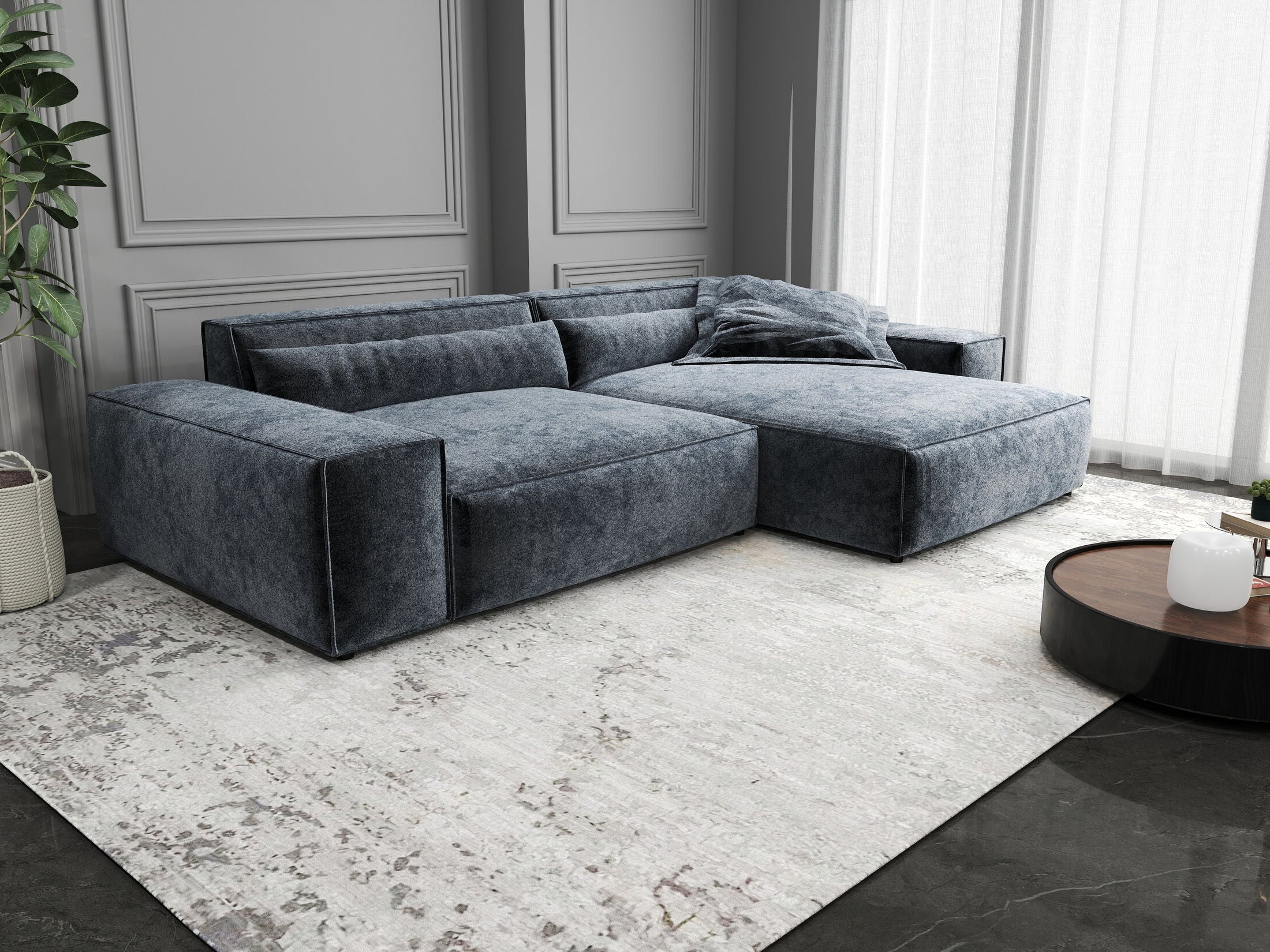 Colțar dumonde cu șezut confortabil din spumă HR, Marvelo Euphoria Gri Grafit 264x175 cm II