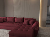 Colțar extensibil dumonde cu ladă de depozitare si sezut confortabil din spuma HR, Loana XL Enjoy Rosu II 335x185 cm Fabrica