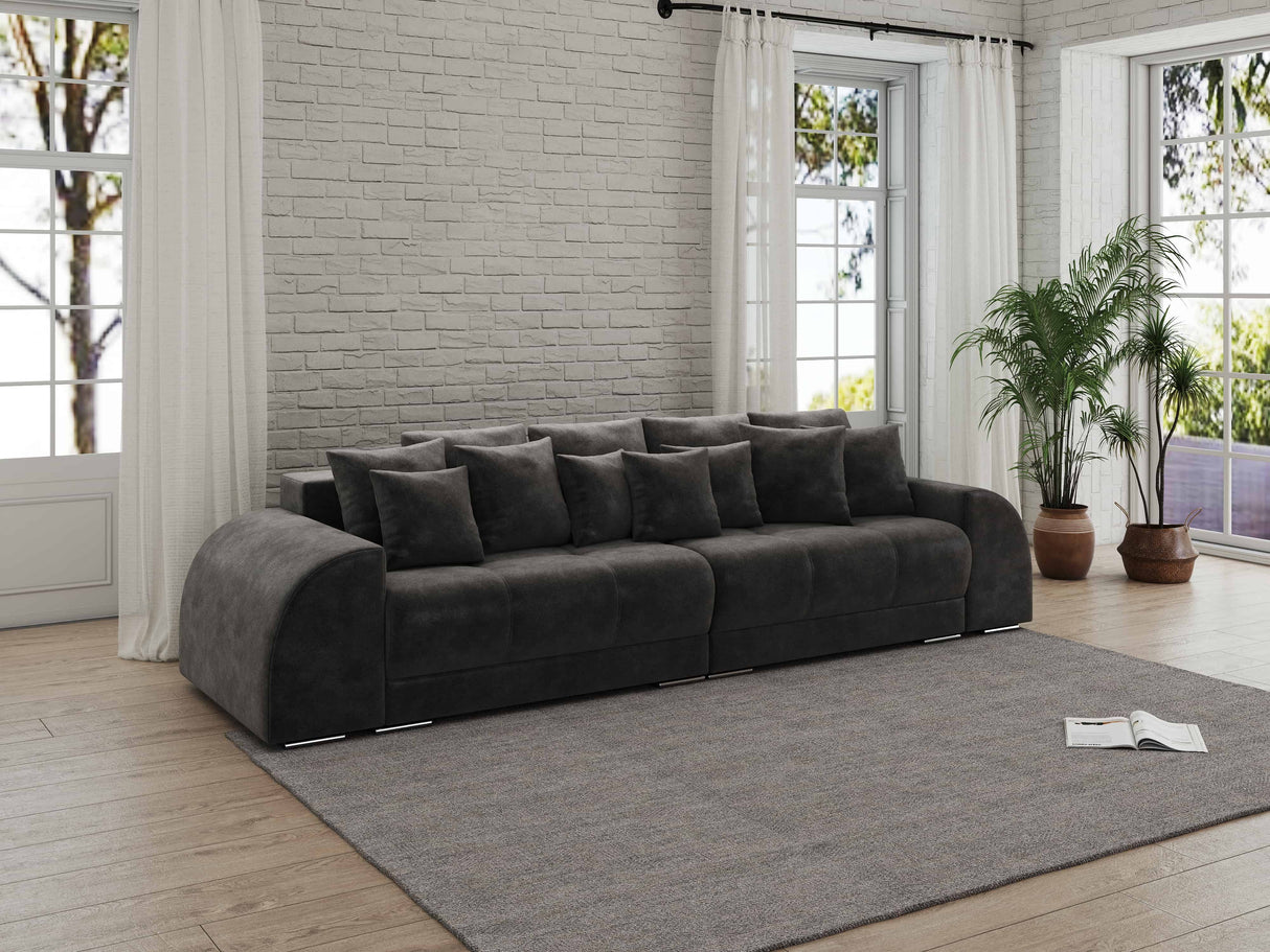 Canapea extensibilă dumonde cu 2 lăzi de depozitare si sezut confortabil din spuma HR, Big Sofa Verona Tobago Anthracit 310x100 cm Fabrica