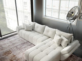 Colțar extensibil dumonde cu ladă de depozitare si sezut confortabil din spuma HR, Berlin XL Euphoria Alb 350x185 cm II Fabrica