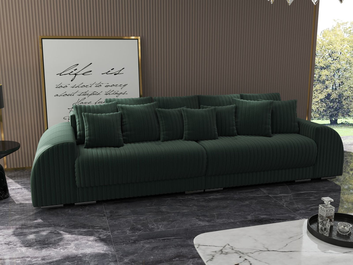 Canapea extensibilă dumonde cu 2 lăzi de depozitare si sezut confortabil din spuma HR, Verona Ambience Moss 310x100 cm Fabrica