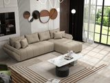 Colțar extensibil dumonde cu ladă de depozitare si sezut confortabil din spuma HR, Berlin XL Enjoy Camel 350x185 cm II Fabrica