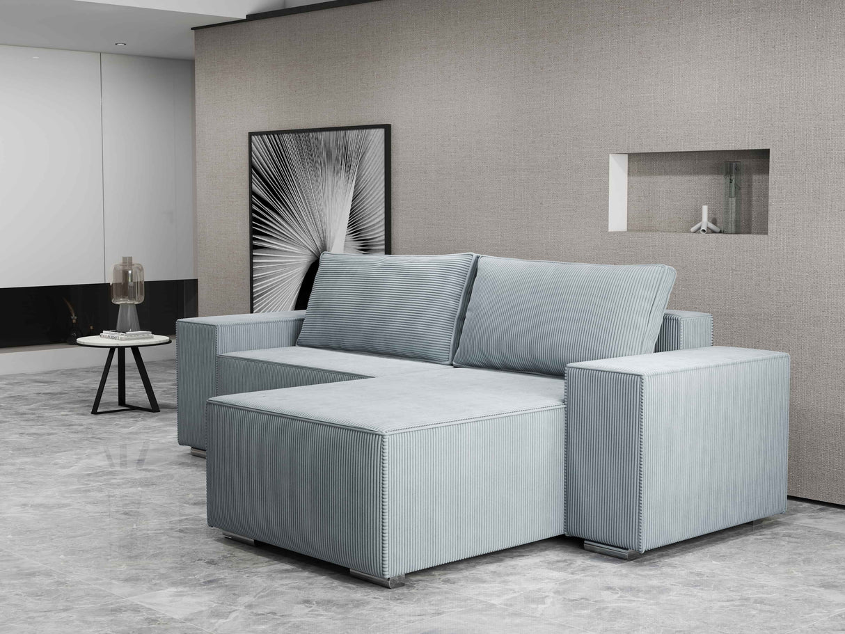 Colțar extensibil dumonde cu ladă de depozitare si sezut confortabil din spuma HR, Dream Zoom Gri Mint 290x185 cm II Fabrica