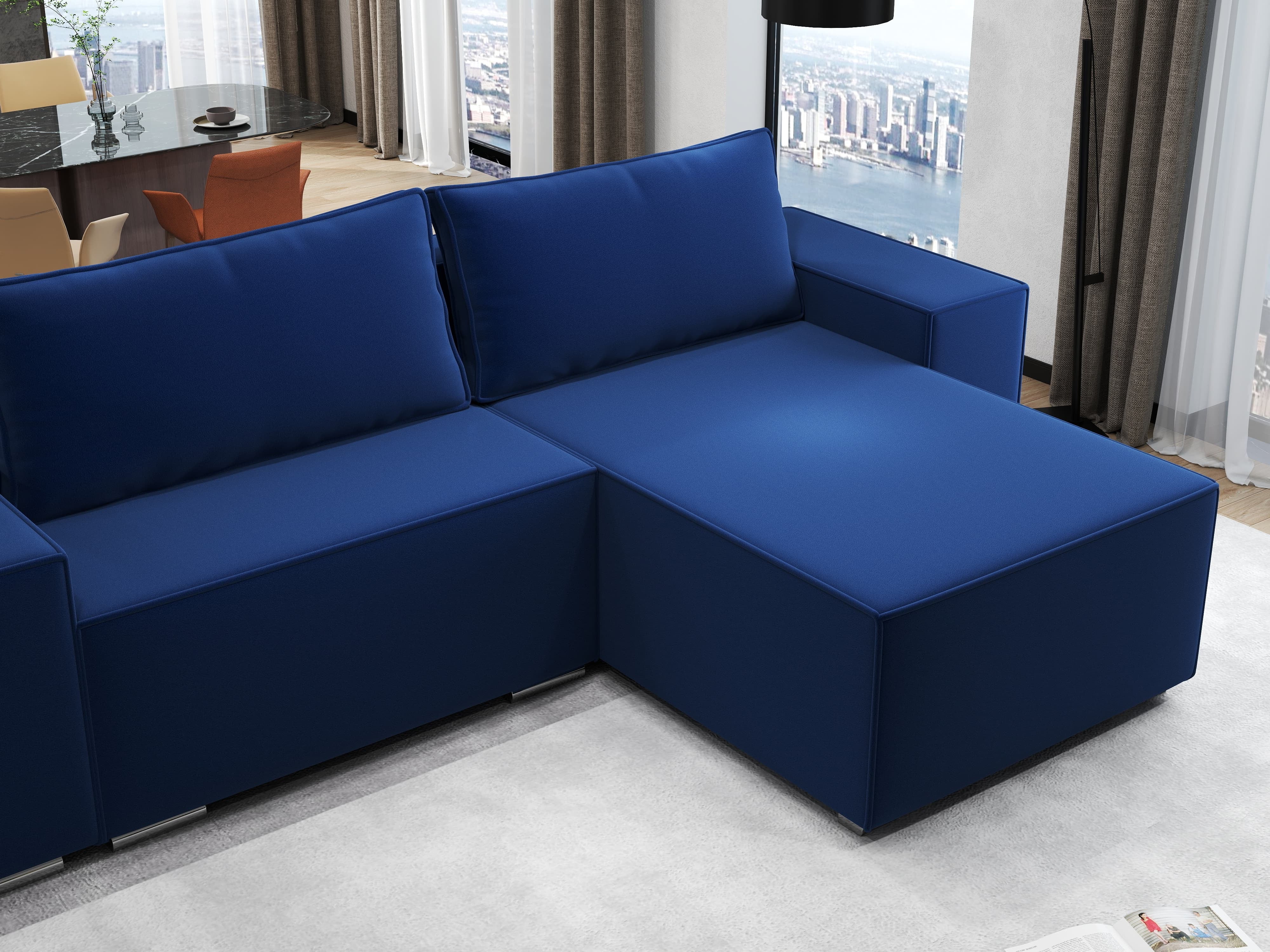 Colțar extensibil dumonde cu ladă de depozitare si sezut confortabil din spuma HR, Dream Royal Albastru 290x185 cm II Fabrica