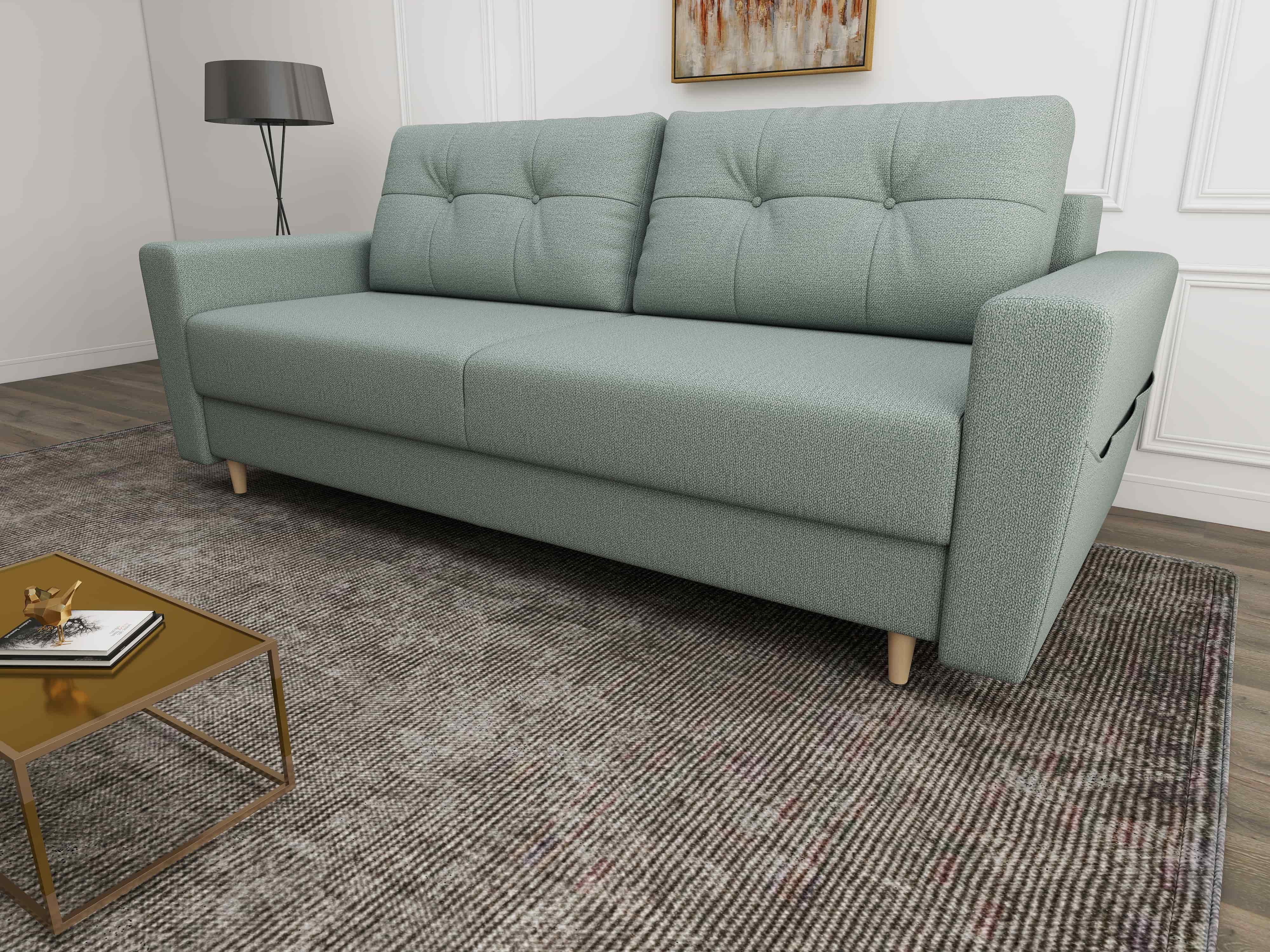 Canapea extensibilă dumonde cu ladă de depozitare si sezut confortabil din spuma HR, Summer Enjoy Verde Mint 225x100 cm