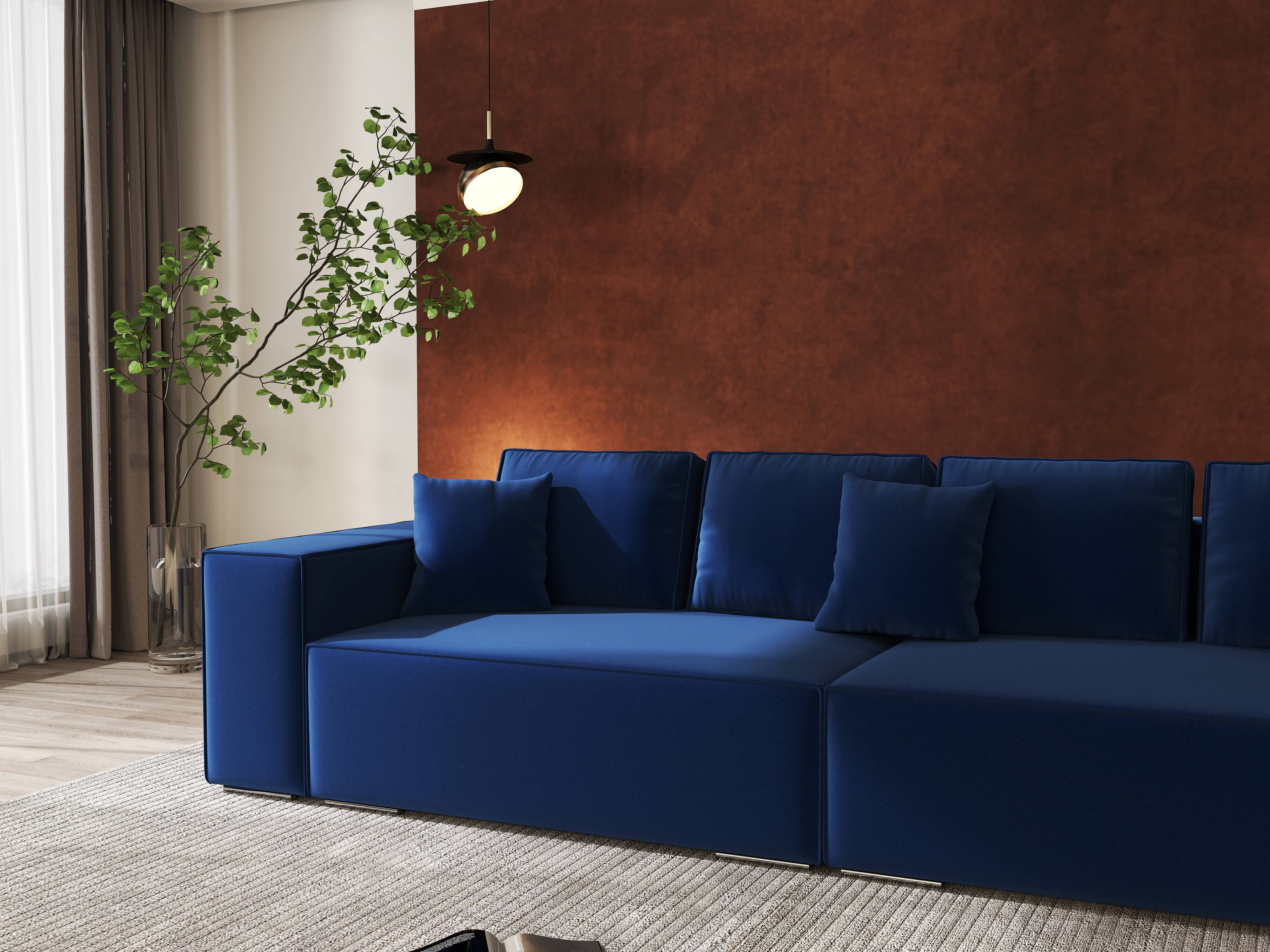 Canapea extensibilă dumonde cu ladă de depozitare si sezut confortabil din spuma HR, Dream Royal Albastru 310x100 cm Fabrica