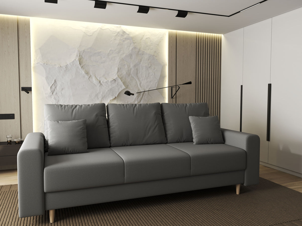 Canapea extensibilă dumonde cu ladă de depozitare si sezut confortabil din spuma HR, Kronos Royal Gri 210x100 cm fabrica