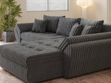 Colțar extensibil dumonde cu ladă de depozitare si sezut confortabil din spuma HR, Loana Gri Ambience II 270x185 cm Fabrica