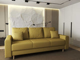 Canapea extensibilă dumonde cu ladă de depozitare si sezut confortabil din spuma HR, Kronos Enjoy Galben Melon 210x100 cm fabrica