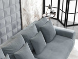Colțar extensibil dumonde cu ladă de depozitare si sezut confortabil din spuma HR, Verona Zoom Gri Mint 290x185 cm Fabrica