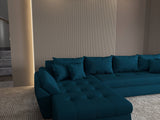 Colțar extensibil dumonde cu ladă de depozitare si sezut confortabil din spuma HR, Loana XL Enjoy Verde Petrol 335x185 cm Fabrica