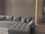 Colțar extensibil dumonde cu ladă de depozitare si sezut confortabil din spuma HR, Loana XL Royal Gri II 335x185 cm Fabrica