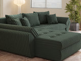 Colțar extensibil dumonde cu ladă de depozitare si sezut confortabil din spuma HR, Loana Verde Ambience 270x185 cm Fabrica