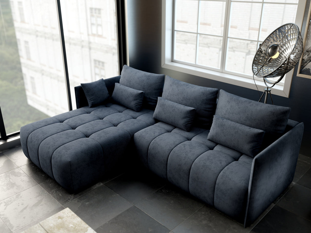 Colțar extensibil dumonde cu ladă de depozitare si sezut confortabil din spuma HR, Malta Grau 235x185 cm Fabrica