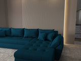 Colțar extensibil dumonde cu ladă de depozitare si sezut confortabil din spuma HR, Loana XL Enjoy Verde Petrol II 335x185 cm Fabrica