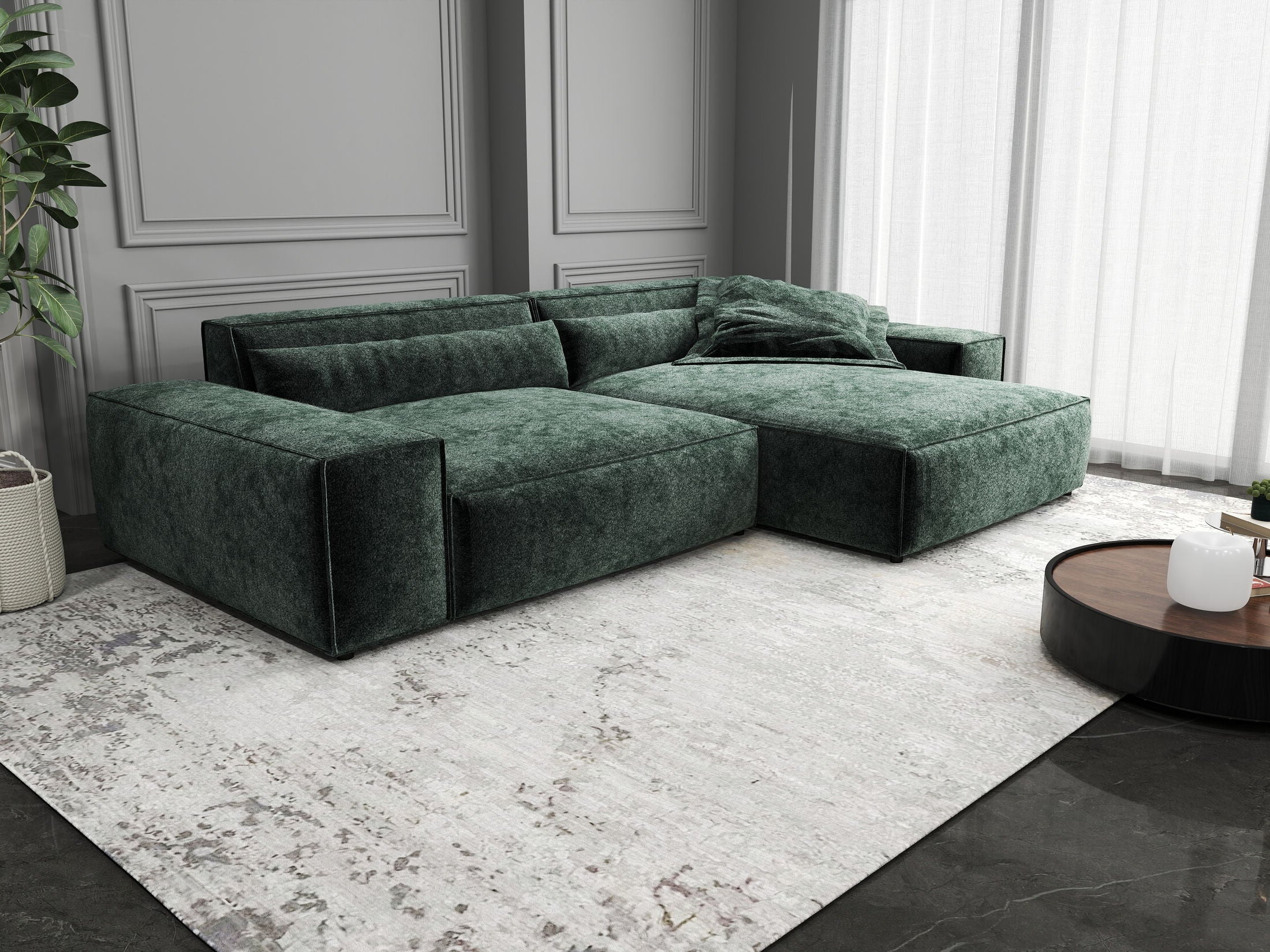 Colțar dumonde cu șezut confortabil din spumă HR, Marvelo Euphoria Verde 264x175 cm II