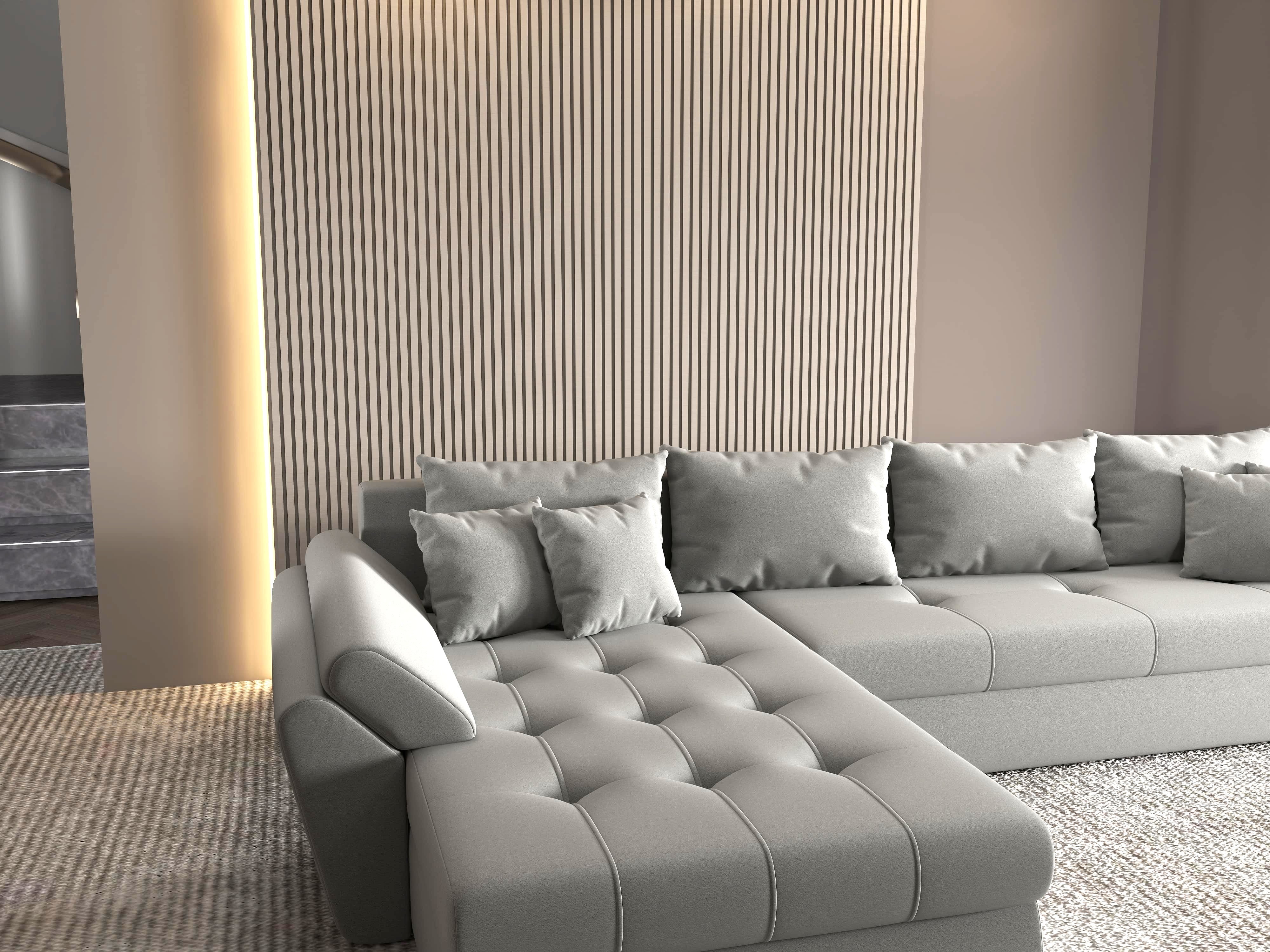 Colțar extensibil dumonde cu ladă de depozitare si sezut confortabil din spuma HR, Loana XL Royal Antracit 335x185 cm