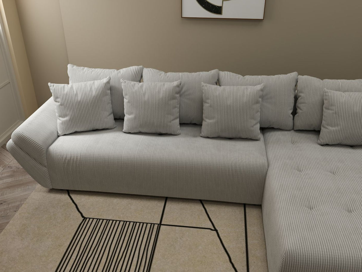 Colțar extensibil dumonde cu ladă de depozitare si sezut confortabil din spuma HR, Berlin XL Zoom Pearl 350x185 cm II
