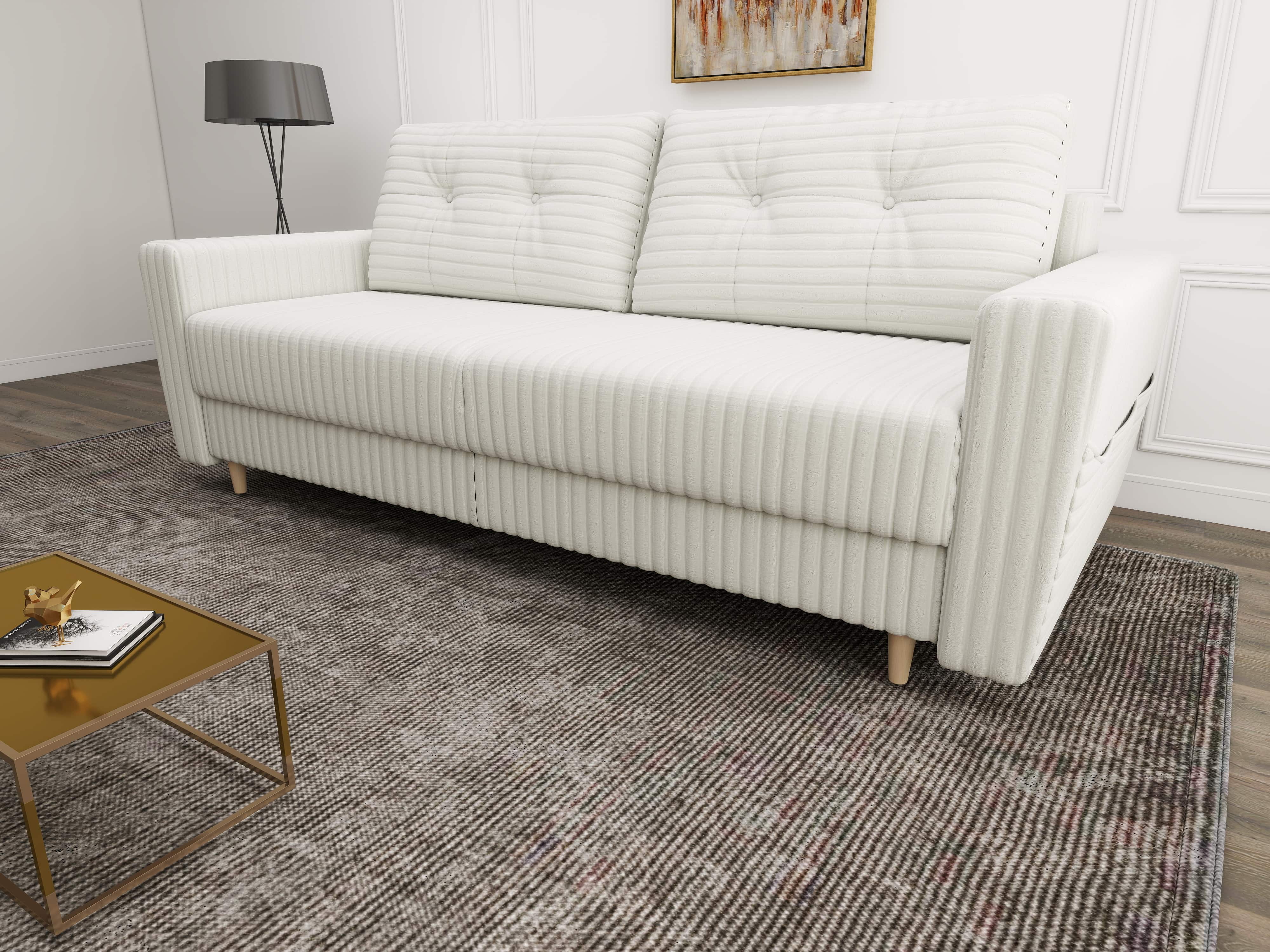 Canapea extensibilă dumonde cu ladă de depozitare si sezut confortabil din spuma HR, Summer Ambience Alb 225x100 cm