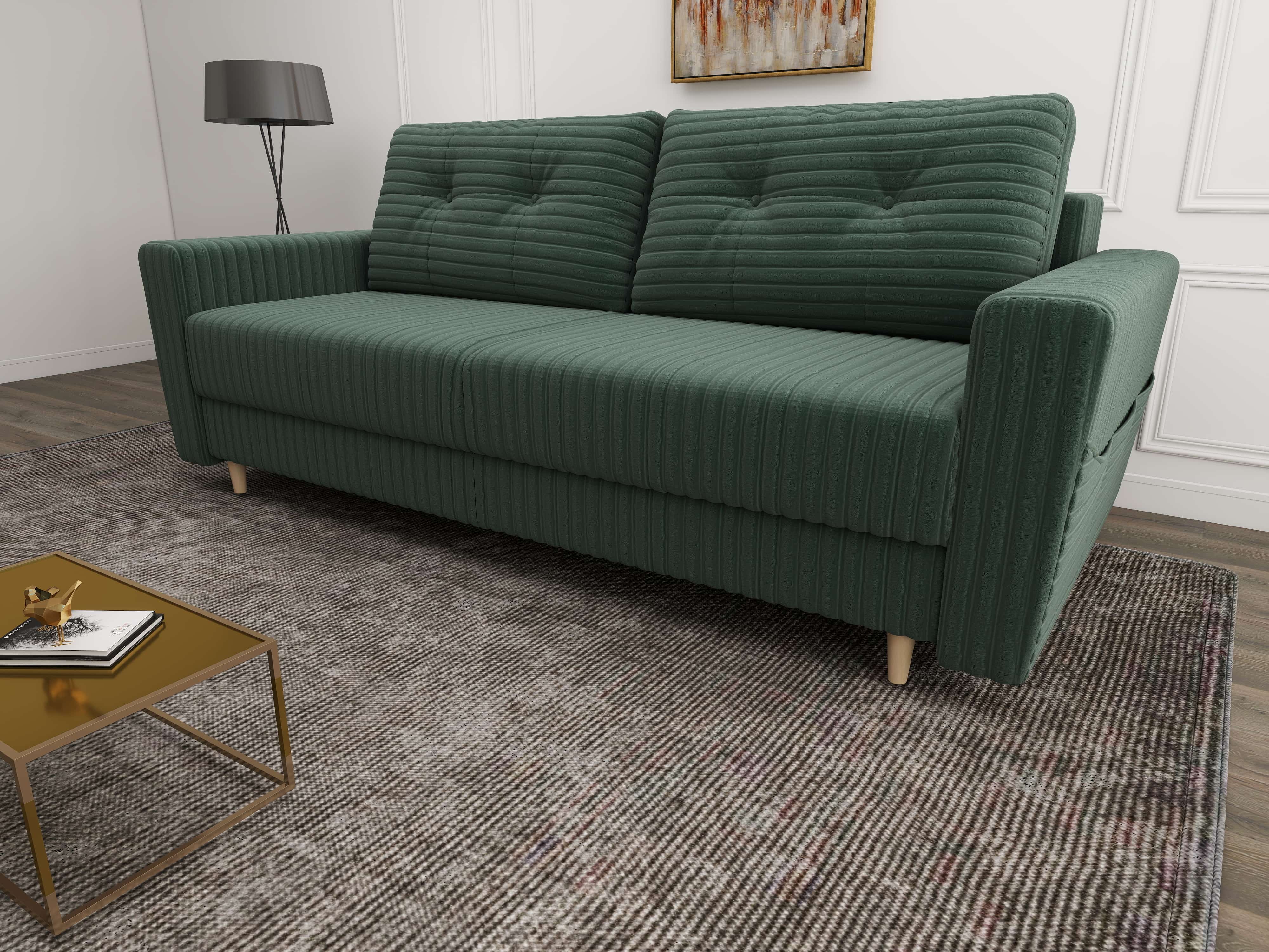 Canapea extensibilă dumonde cu ladă de depozitare si sezut confortabil din spuma HR, Summer Ambience Verde 225x100 cm