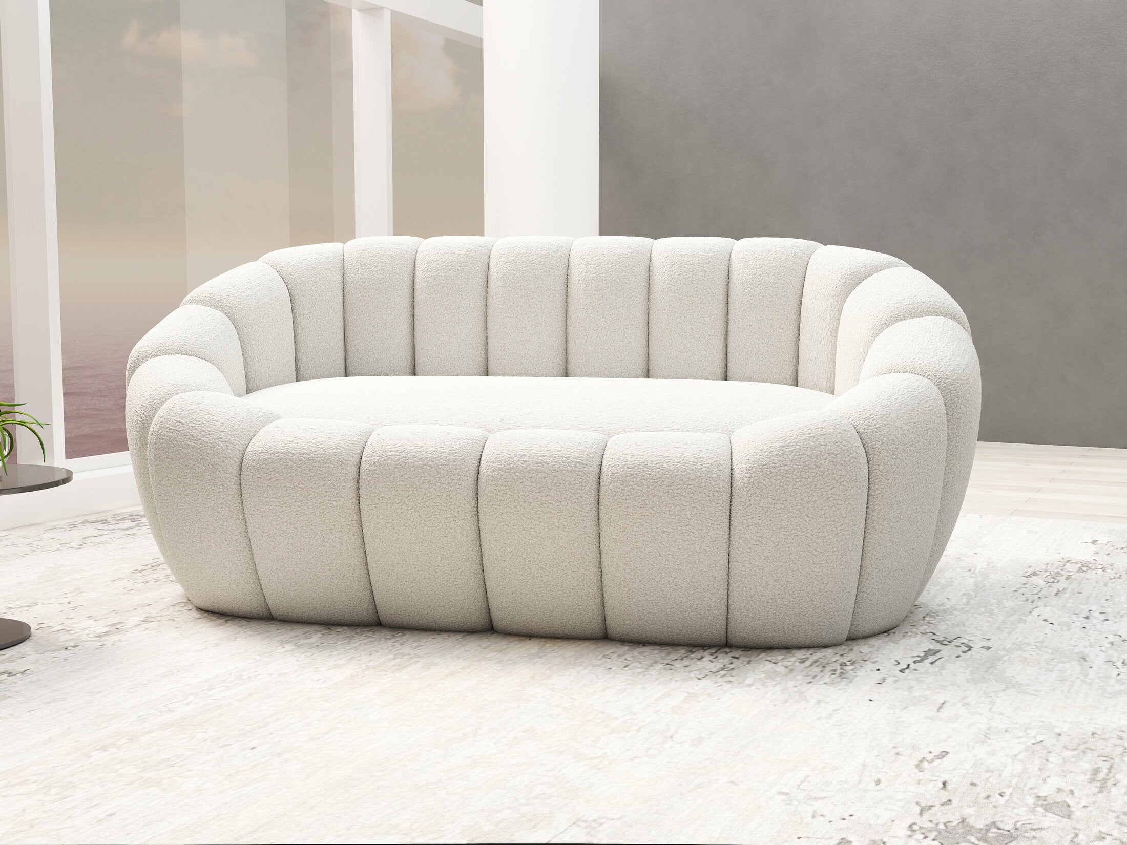 Fotoliu dumonde tapitat Alb modern Isandro 148x92cm