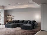 Colțar extensibil dumonde cu ladă de depozitare si sezut confortabil din spuma HR, Loana U Gray Euphoria 355x185 cm Fabrica
