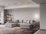 Colțar extensibil dumonde cu ladă de depozitare si sezut confortabil din spuma HR, Loana U Gri Euphoria 355x185 cm Fabrica