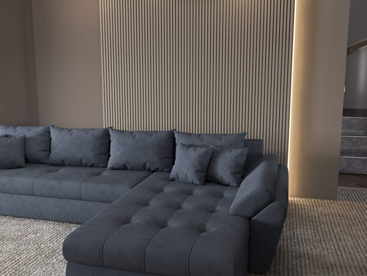 Colțar extensibil dumonde cu ladă de depozitare si sezut confortabil din spuma HR, Loana XL Enjoy Gri Antracit II 335x185 cm Fabrica