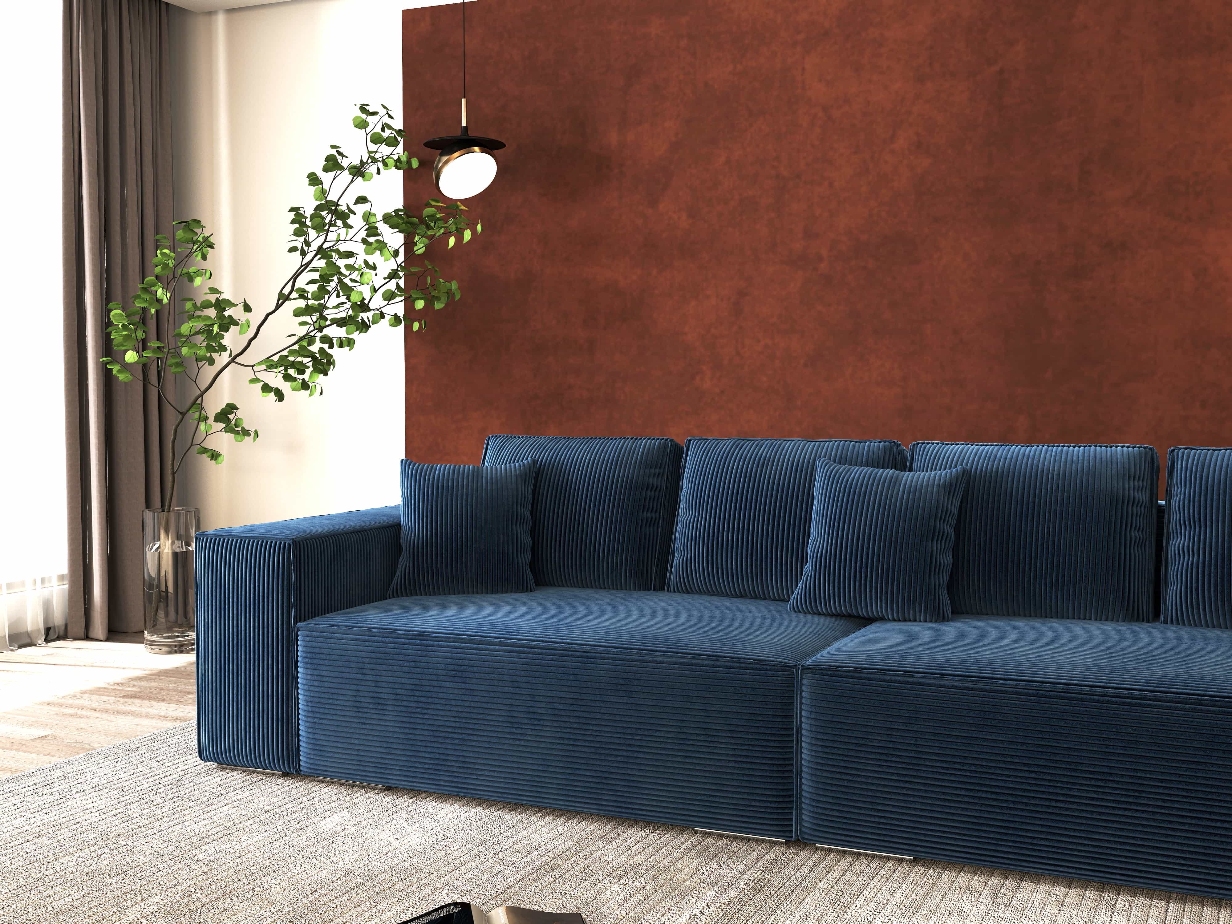 Canapea extensibilă dumonde cu ladă de depozitare si sezut confortabil din spuma HR, Dream Zoom Albastru 310x100 cm Fabrica