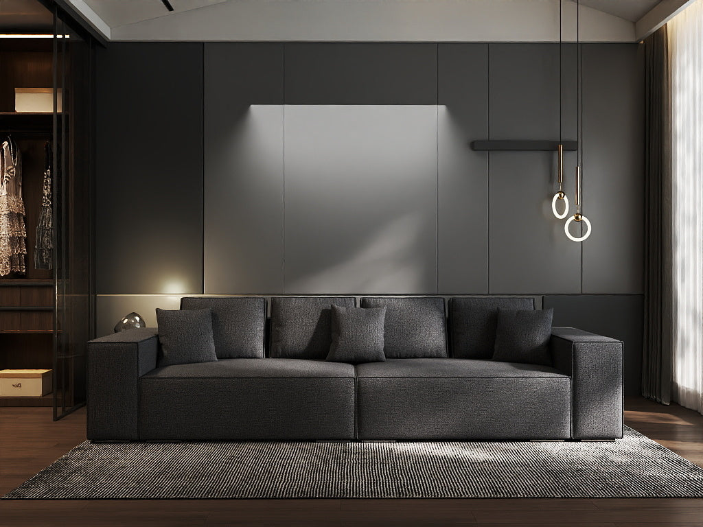 Canapea extensibilă dumonde cu ladă de depozitare si sezut confortabil din spuma HR, Dream Enjoy Grafit 310x100 cm Fabrica