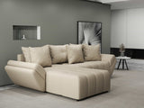 Colțar extensibil dumonde cu ladă de depozitare si sezut confortabil din spuma HR, Berlin Enjoy Beige 280x185 cm Fabrica