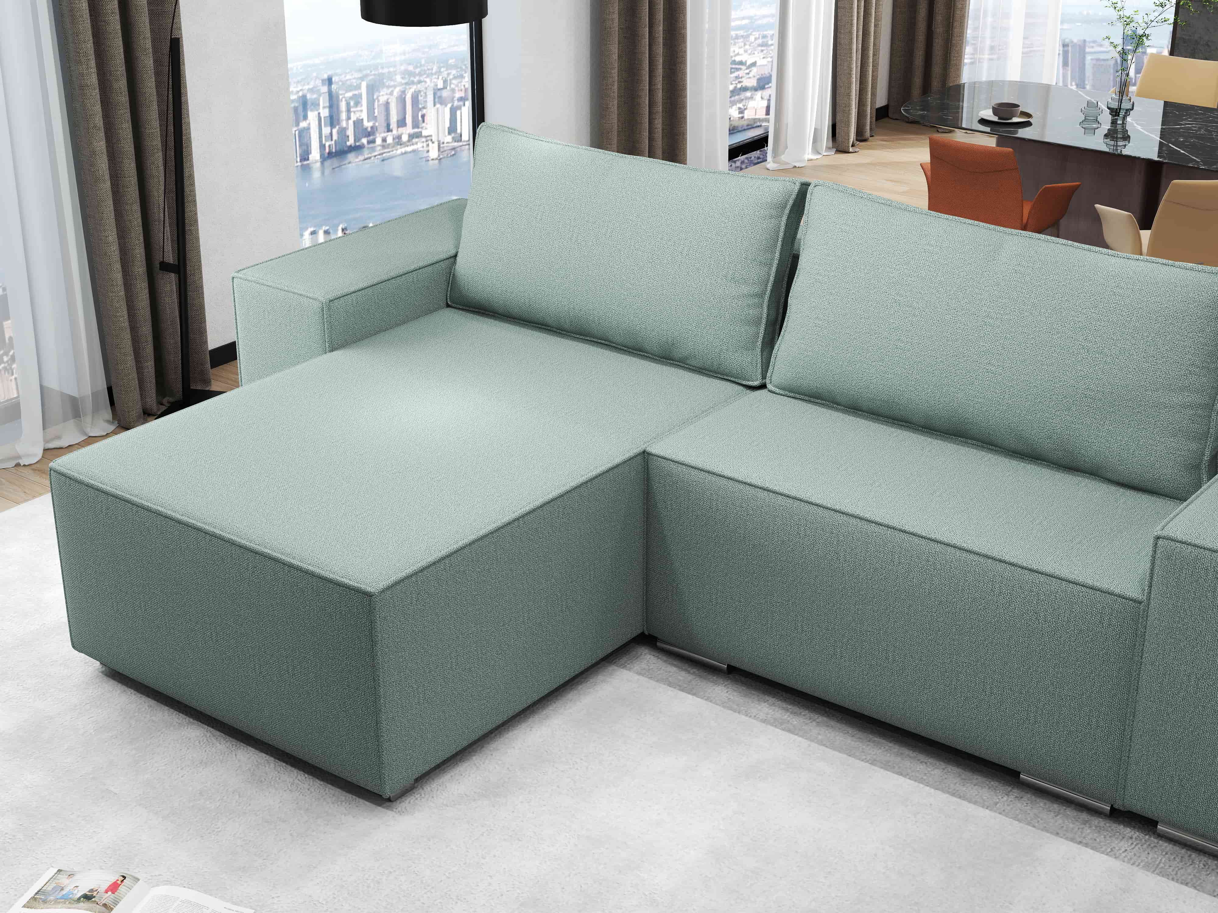 Colțar extensibil dumonde cu ladă de depozitare si sezut confortabil din spuma HR, Dream Enjoy Mint 290x185 cm Fabrica
