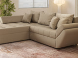 Colțar extensibil dumonde cu ladă de depozitare si sezut confortabil din spuma HR, Loana Camel 270x185 cm Fabrica
