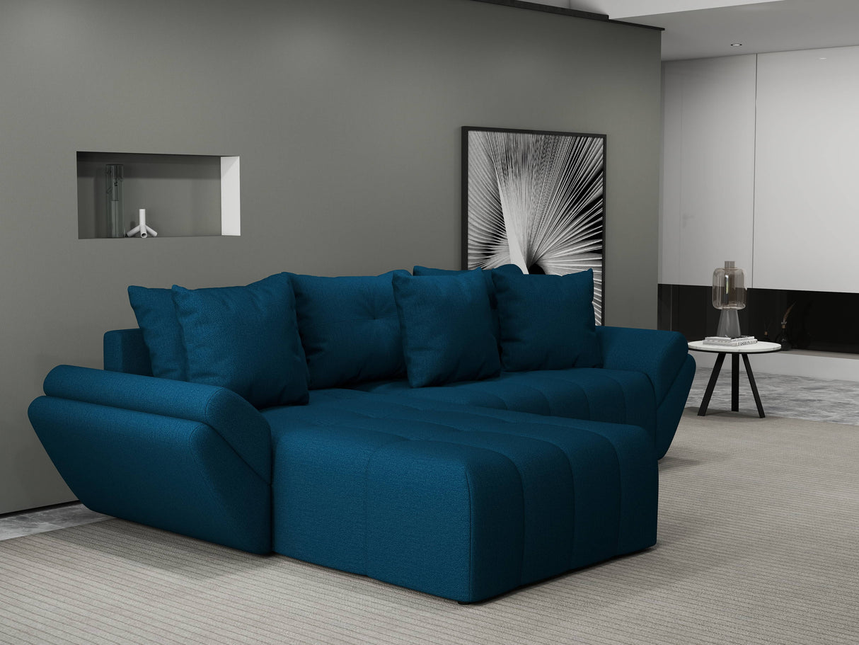 Colțar extensibil dumonde cu ladă de depozitare si sezut confortabil din spuma HR, Berlin Enjoy Verde Petrol 280x185 cm Fabrica