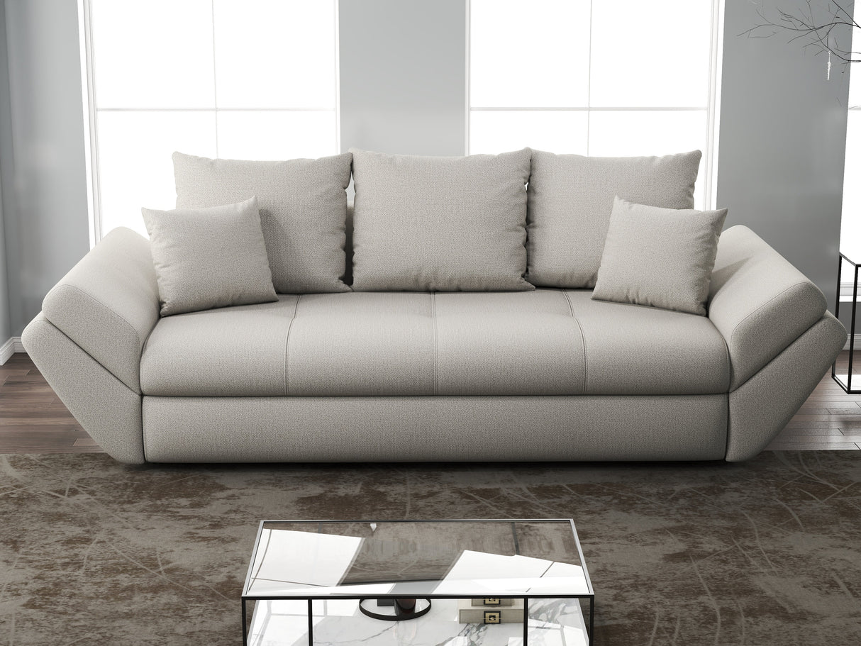 Canapea extensibilă dumonde cu ladă de depozitare si sezut confortabil din spuma HR, Loana Bej 250x100 cm Fabrica