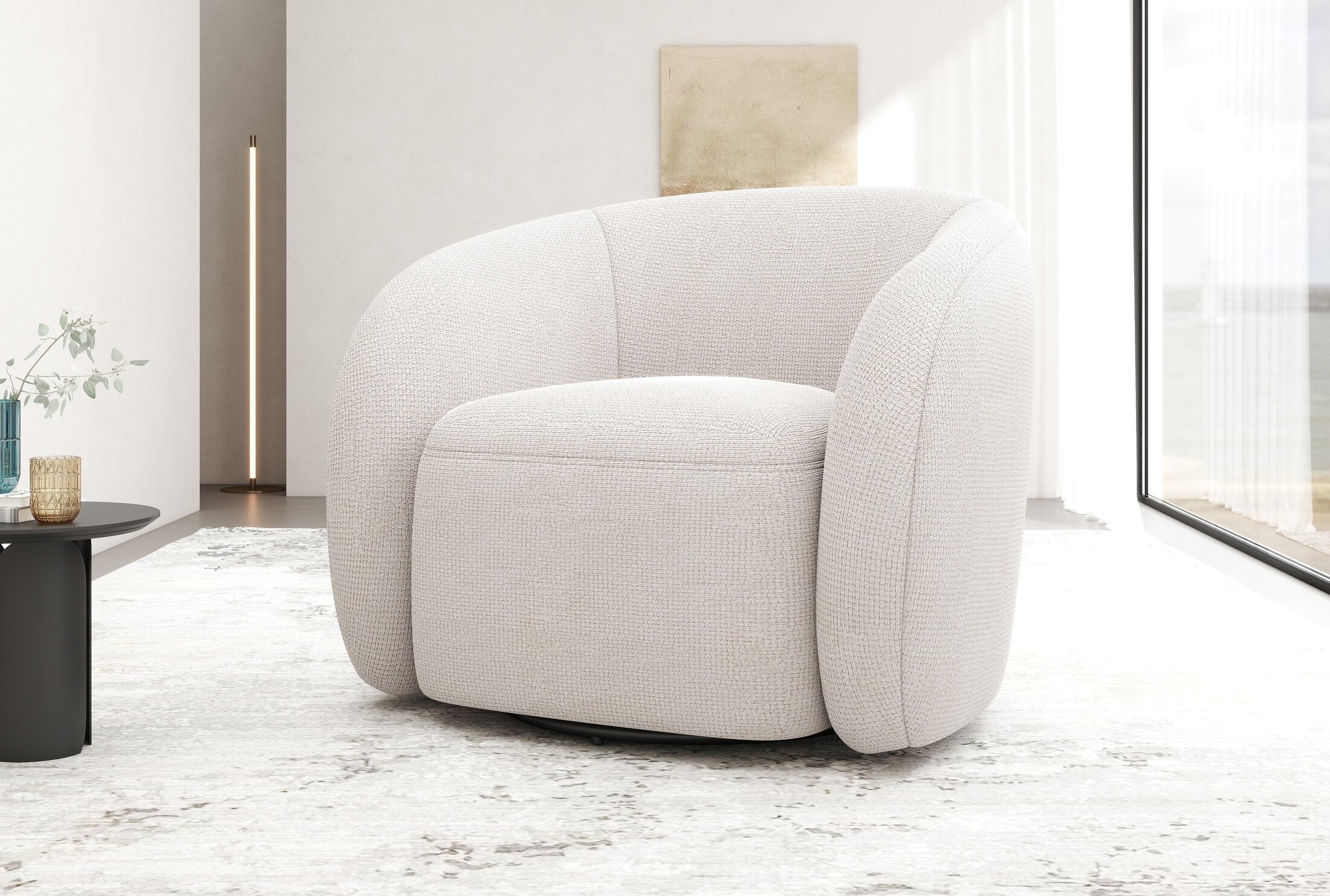 Fotoliu dumonde tapitat Bej modern Novar 77x72cm