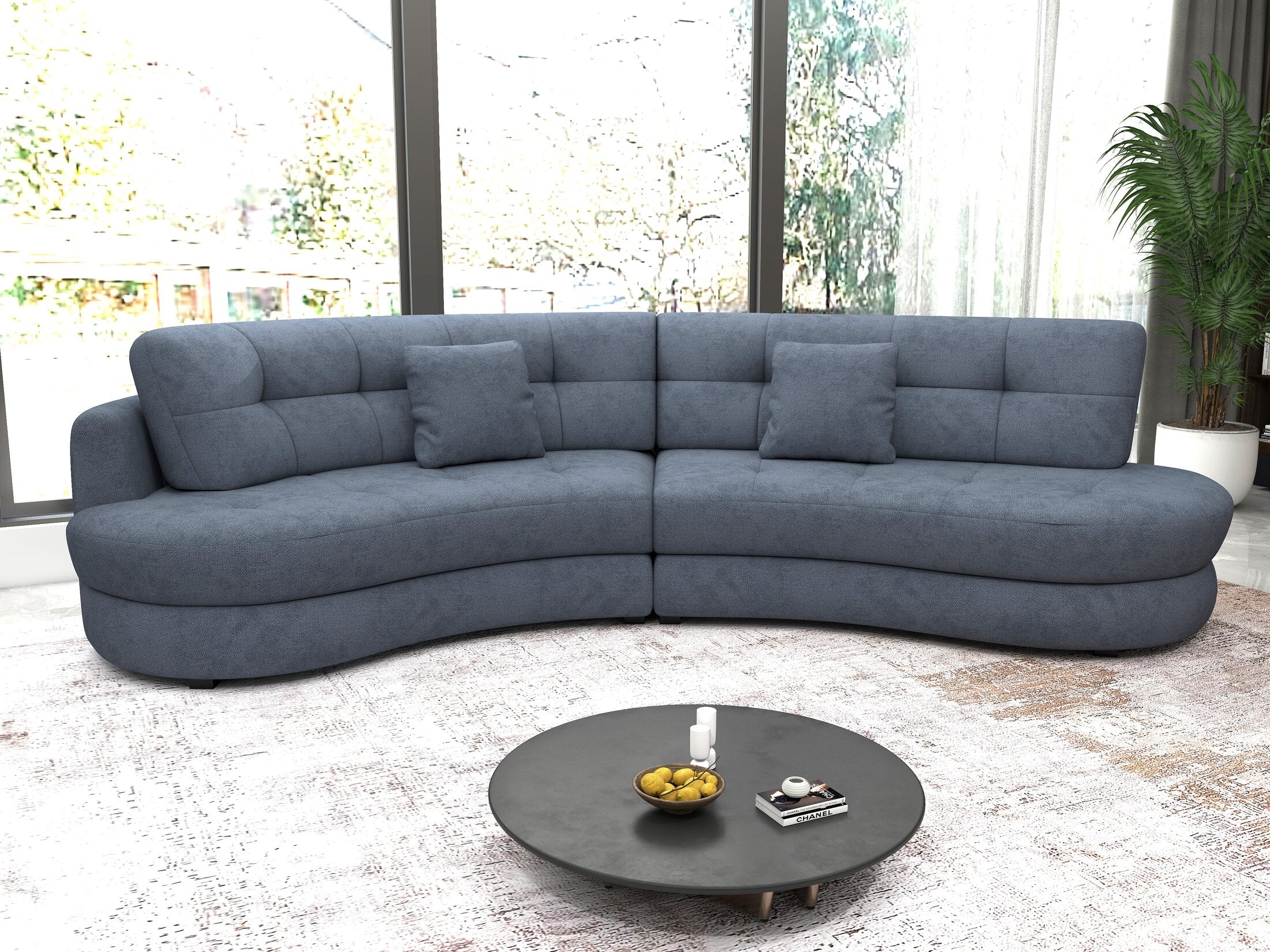 Canapea semirotunda dumonde cu șezut confortabil din spumă HR, Roma  Enjoy Antracit 300x160 cm