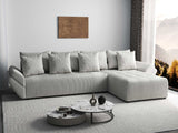 Colțar extensibil dumonde cu ladă de depozitare si sezut confortabil din spuma HR, Berlin XL Zoom Pearl 350x185 cm II Fabrica