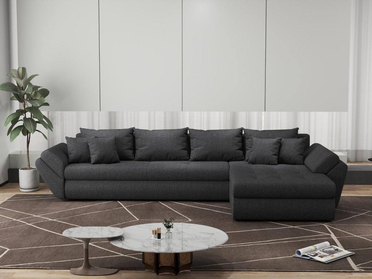 Colțar extensibil dumonde cu ladă de depozitare si sezut confortabil din spuma HR, Loana XL Enjoy Gri Grafit II 335x185 cm Fabrica