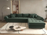 Colțar extensibil dumonde cu ladă de depozitare si sezut confortabil din spuma HR, Loana XL Ambience Verde II 335x185 cm Fabrica