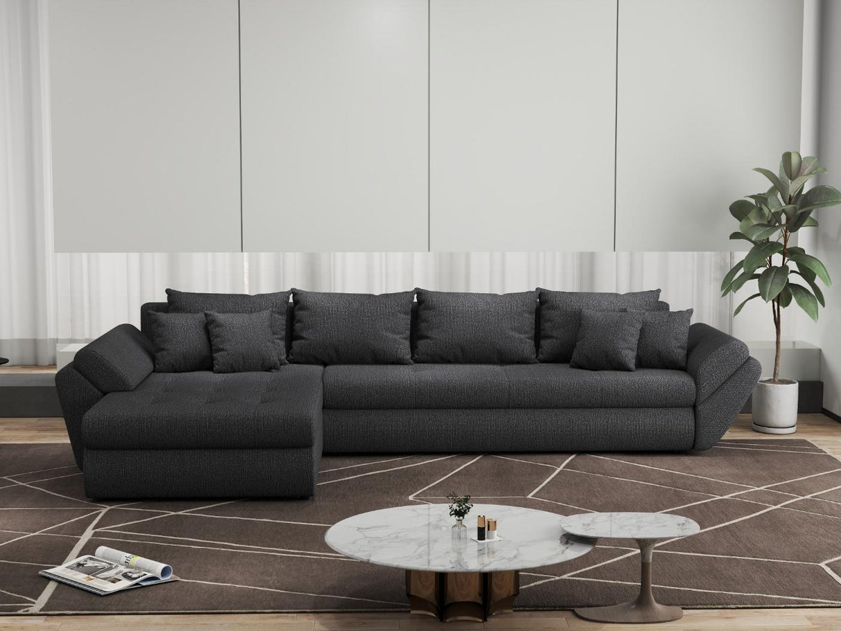 Colțar extensibil dumonde cu ladă de depozitare si sezut confortabil din spuma HR, Loana XL Enjoy Gri Grafit 335x185 cm Fabrica