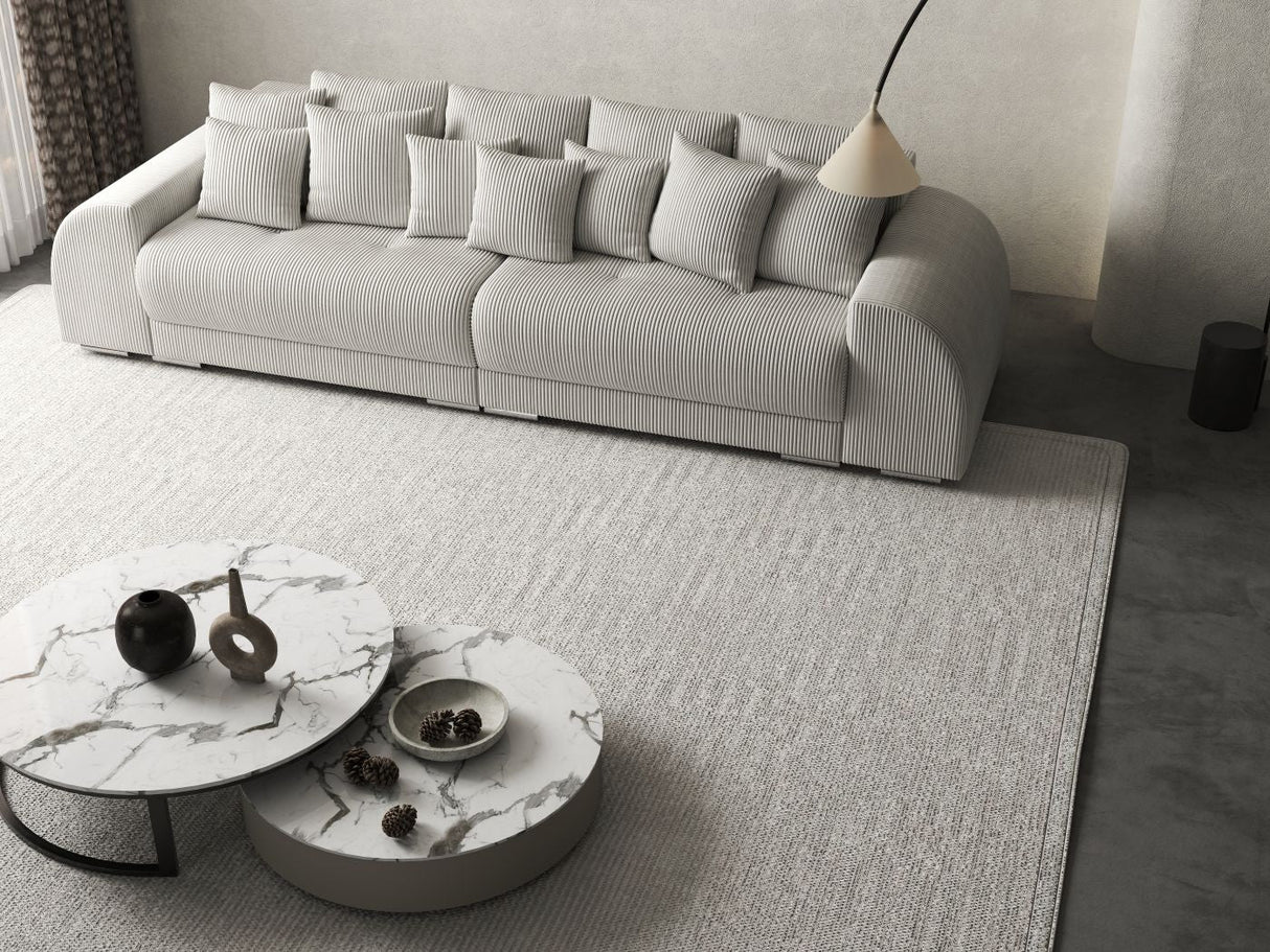 Canapea extensibilă dumonde cu 2 lăzi de depozitare si sezut confortabil din spuma HR, Verona Zoom Light Grey 310x100 cm Fabrica