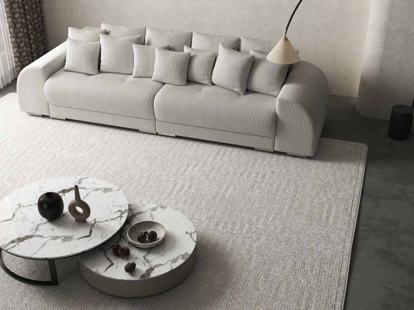 Canapea extensibilă dumonde cu 2 lăzi de depozitare si sezut confortabil din spuma HR, Verona Zoom Light Grey 310x100 cm Fabrica