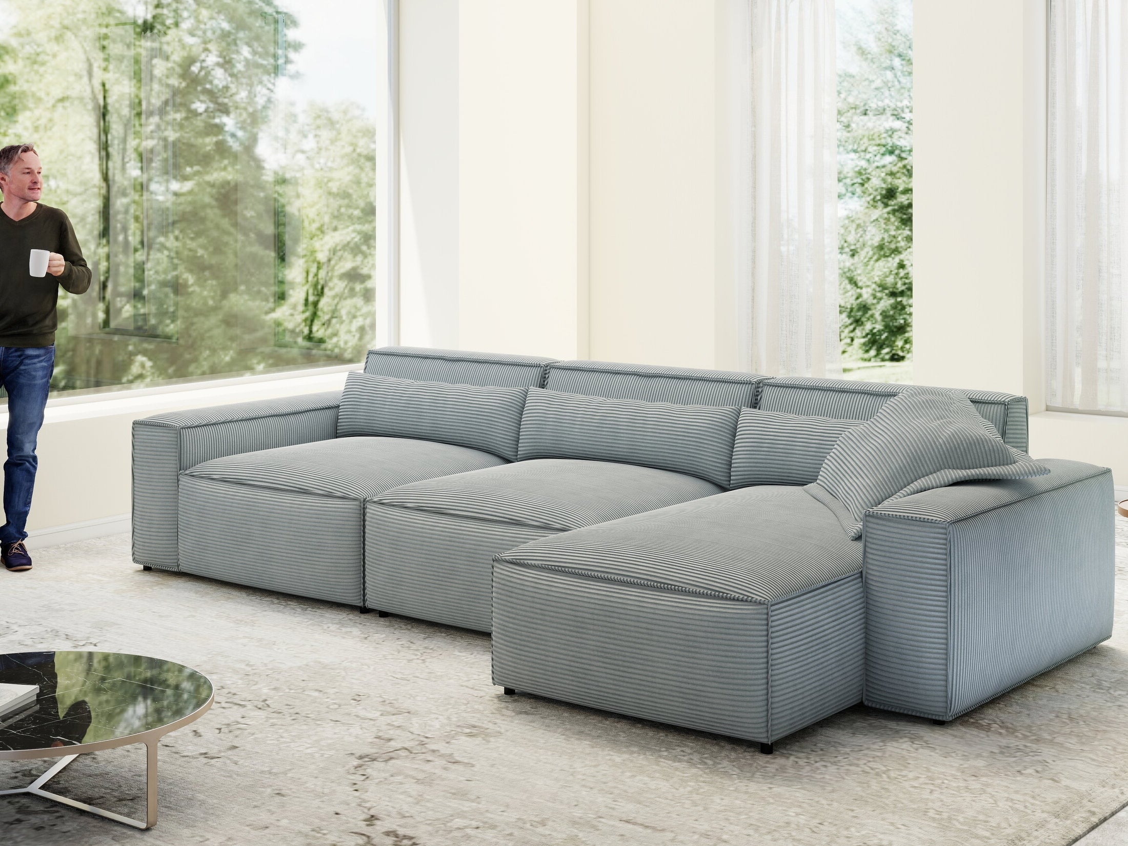 Colțar dumonde cu sezut confortabil din spuma HR, Marvelo XL Zoom Gri 366x175 cm II