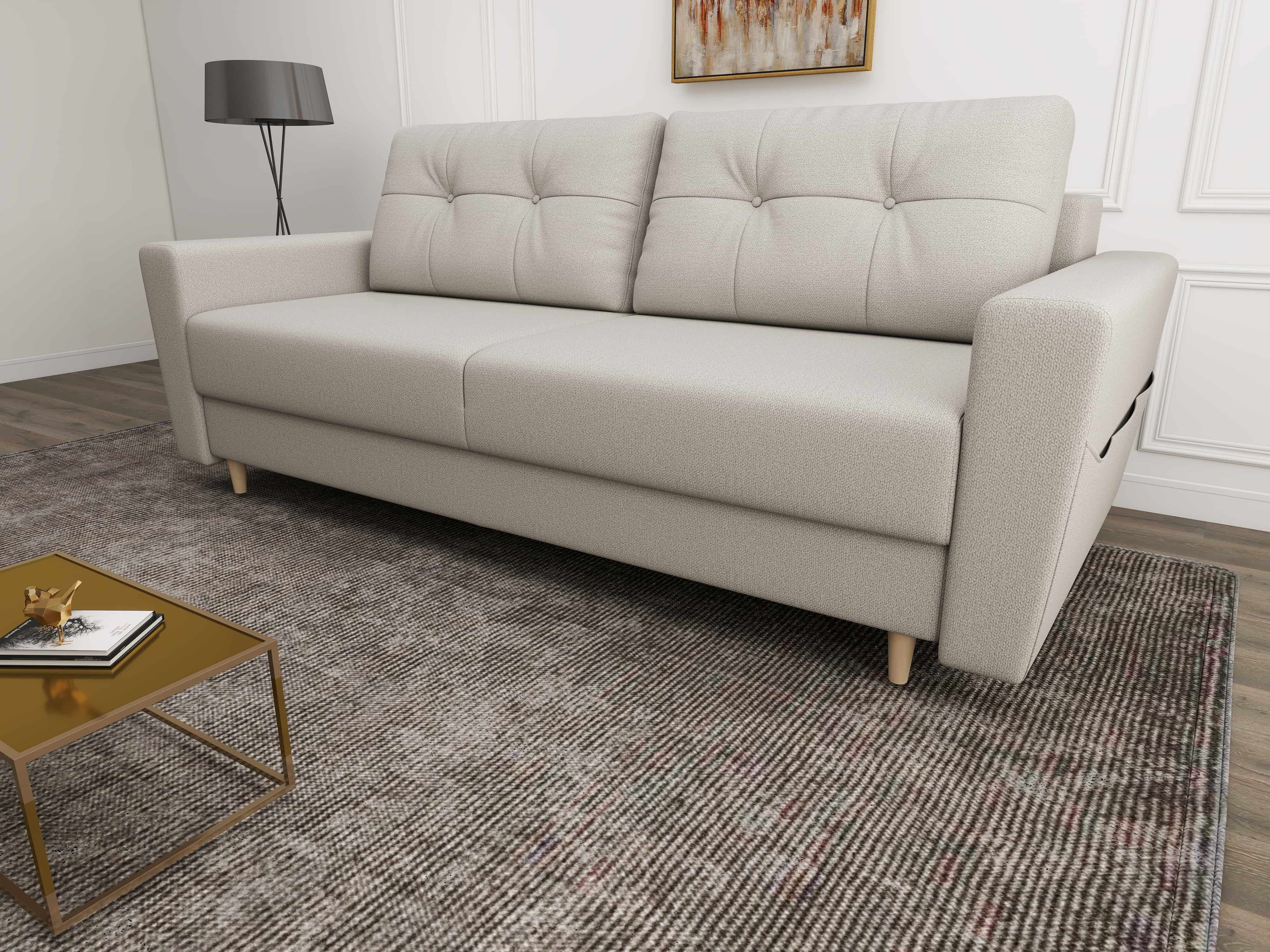 Canapea extensibilă dumonde cu ladă de depozitare si sezut confortabil din spuma HR, Summer Enjoy Bej 225x100 cm
