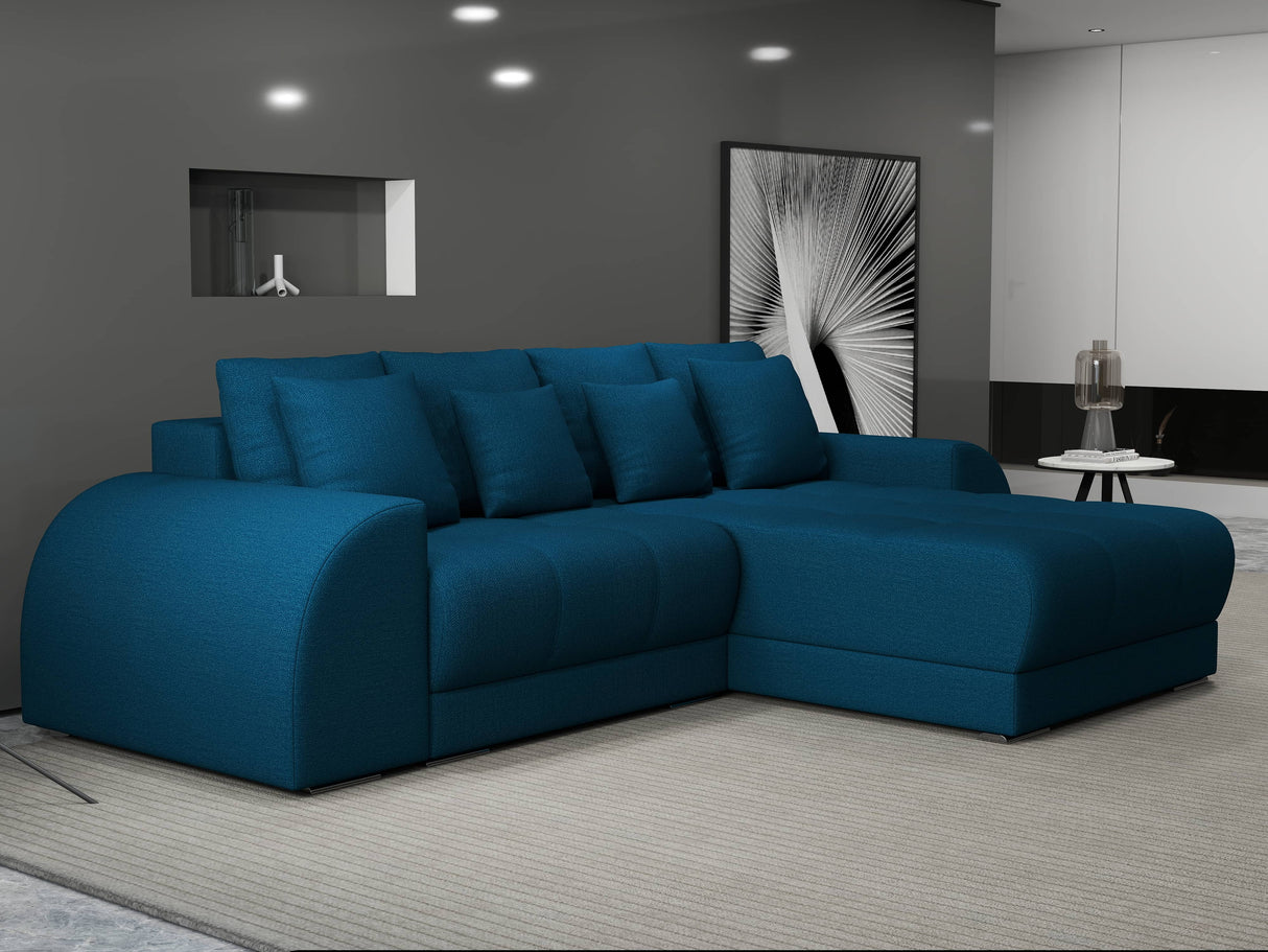 Colțar extensibil dumonde cu ladă de depozitare si sezut confortabil din spuma HR, Verona Enjoy Verde Petrol II 290x185 cm Fabrica