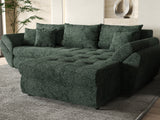 Colțar extensibil dumonde cu ladă de depozitare si sezut confortabil din spuma HR, Loana Verde Euphoria II 270x185 cm Fabrica