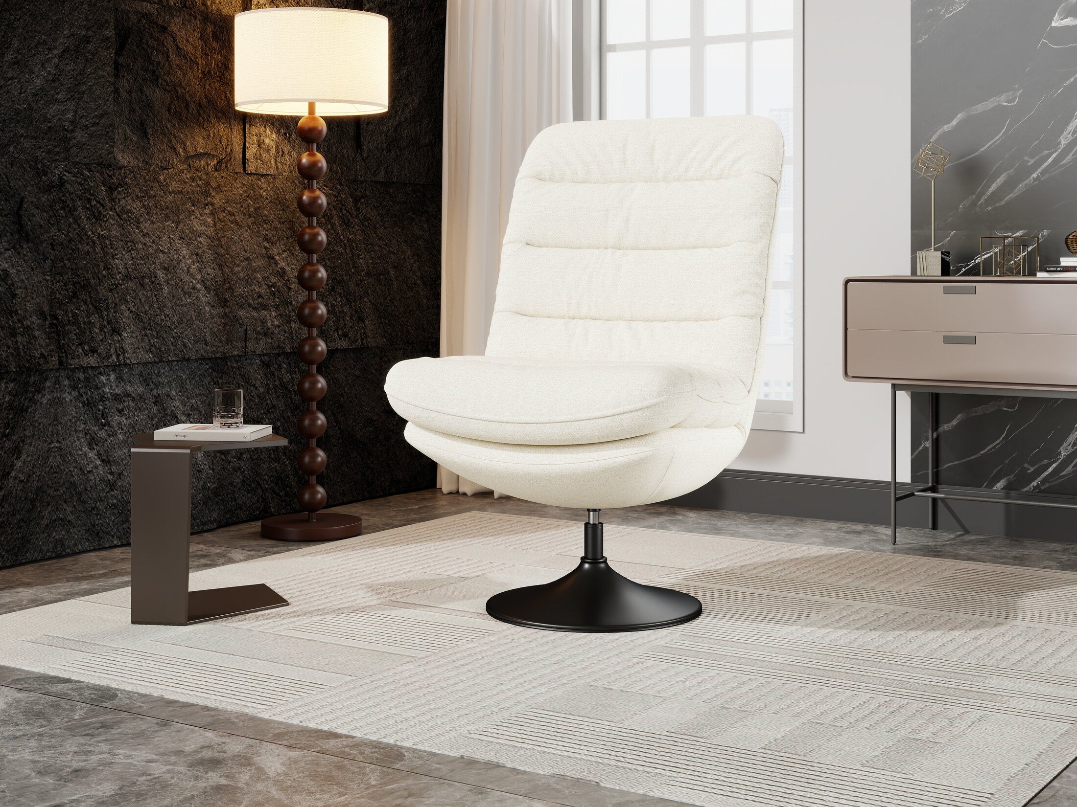 Fotoliu dumonde tapitat Bej modern Cortéz 77x83cm