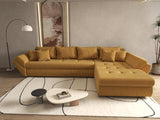 Colțar extensibil dumonde cu ladă de depozitare si sezut confortabil din spuma HR, Loana XL Zoom Mustar II 335x185 cm Fabrica