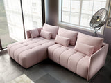 Colțar extensibil dumonde cu ladă de depozitare si sezut confortabil din spuma HR, Malta Rosa 235x185 cm Fabrica